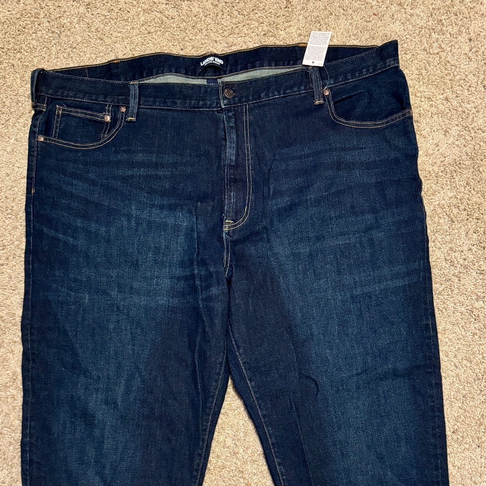 Dark Denim Jeans, big & tall, Land's End, Square Rigger Traditional Fit, unworn